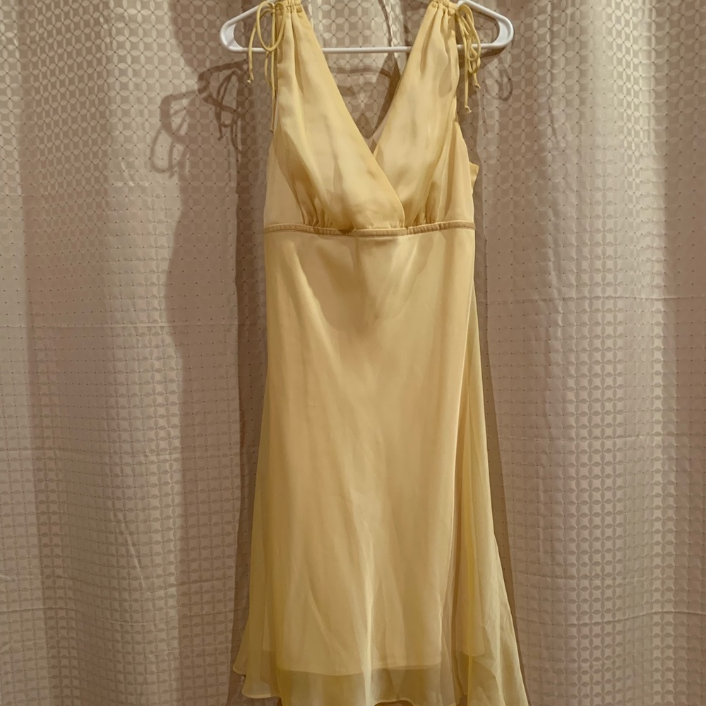 Yellow V-Neck Chiffon Dress